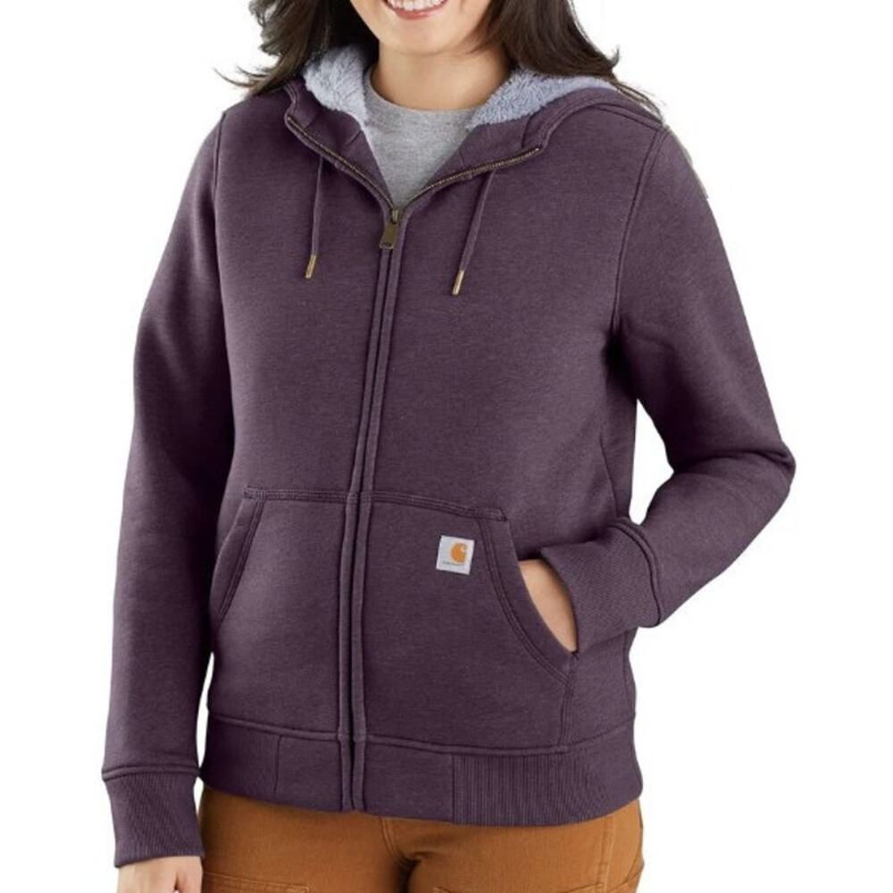 Carhartt Puple Zip Up Clarksburg Sherpa Lined Hoodie Sweatshirt XS 0-2